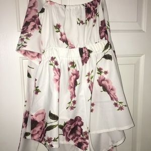 Tie front floral cut out romper